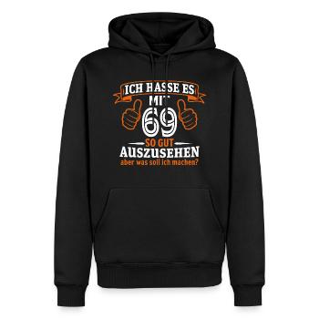 69 Jahre Geschenk 69. Geburtstag Lustig Geschenk - Männer Premium Bio Hoodie - Schwarz - Vorne - Nico (187cm)