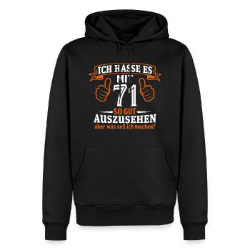 71 Jahre Geschenk 71. Geburtstag Lustig Geschenk - Männer Premium Bio Hoodie - Schwarz - Vorne - Nico (187cm)