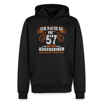 57 Jahre Geschenk 57. Geburtstag Lustig Geschenk - Männer Premium Bio Hoodie - Schwarz - Vorne - Nico (187cm)