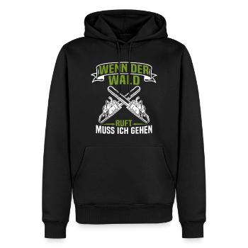 holzfäller wenn der wald ruft muss ich gehen - Männer Premium Bio Hoodie - Schwarz - Vorne - Nico (187cm)