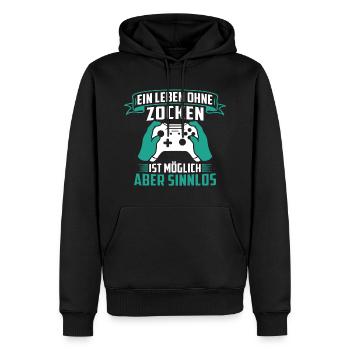 Ein leben ohne zocken ist möglich aber sinnlos - Männer Premium Bio Hoodie - Schwarz - Vorne - Nico (187cm)