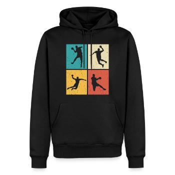 Handballer retro handball handballerin - Männer Premium Bio Hoodie - Schwarz - Vorne - Nico (187cm)