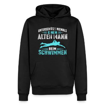Alten mann beim schwimmen t-shirt schwimmer - Männer Premium Bio Hoodie - Schwarz - Vorne - Nico (187cm)
