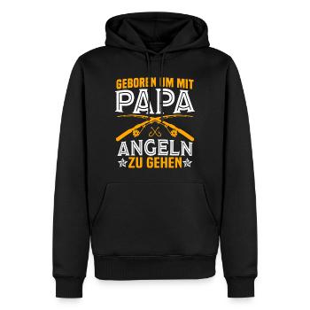 geboren um mit papa angeln zu gehen - Männer Premium Bio Hoodie - Schwarz - Vorne - Nico (187cm)