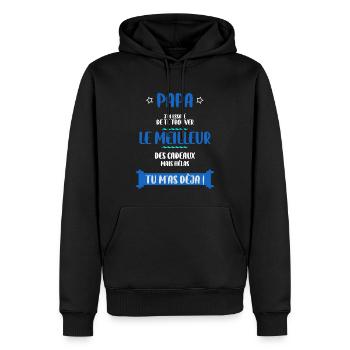 Papa j ai essayé de te trouver le meilleur cadeau - Sweat à capuche Premium bio Homme - noir - Devant - Nico (187cm)