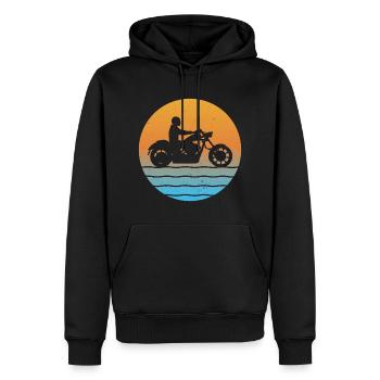 Chopper Moto Cruiser Sunset Motard Motocycliste - Sweat à capuche Premium bio Homme - noir - Devant - Nico (187cm)