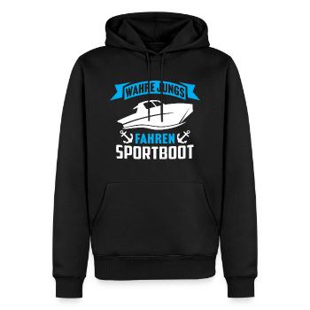Wahre Jungs fahren Sportboot Männer Kapitän - Männer Premium Bio Hoodie - Schwarz - Vorne - Nico (187cm)