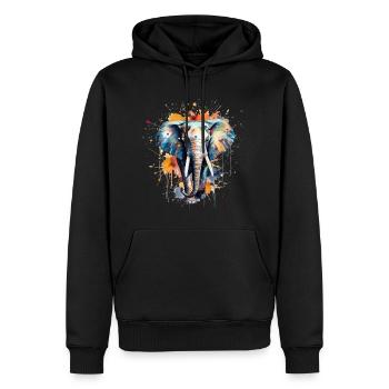Aquarell Elephant Kunstdruck - Männer Premium Bio Hoodie - Schwarz - Vorne - Nico (187cm)