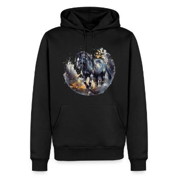 Cheval - Sweat à capuche Premium bio Homme - noir - Devant - Nico (187cm)