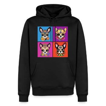 Kawaii-Stil Chihuahua Zuckerschädel Tag der - Männer Premium Bio Hoodie - Schwarz - Vorne - Nico (187cm)