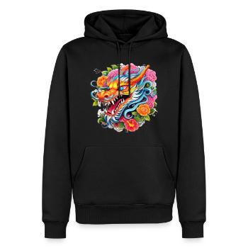 Chinesischer Drache - Männer Premium Bio Hoodie - Schwarz - Vorne - Nico (187cm)