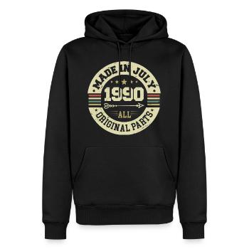 Juillet 1990 Cadeau d’anniversaire 1990 I Made in July - Sweat à capuche Premium bio Homme - noir - Devant - Nico (187cm)
