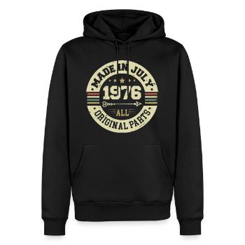 Cadeau d'anniversaire de juillet 1976 1976 que j'ai fait en juillet - Sweat à capuche Premium bio Homme - noir - Devant - Nico (187cm)