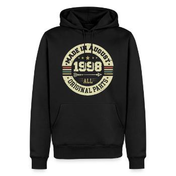 Août 1998 Cadeau d’anniversaire Août 1998 Août - Sweat à capuche Premium bio Homme - noir - Devant - Nico (187cm)