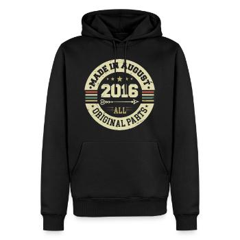 Août 2016 Cadeau d’anniversaire Août 2016 Août - Sweat à capuche Premium bio Homme - noir - Devant - Nico (187cm)
