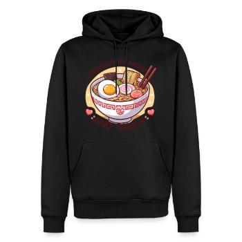 Propulsé par l’anime et les ramen - Sweat à capuche Premium bio Homme - noir - Devant - Nico (187cm)