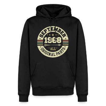 56e anniversaire 1968 Légendaire depuis septembre 1968 - Sweat à capuche Premium bio Homme - noir - Devant - Nico (187cm)