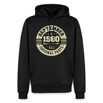 44. Geburtstag 1980 Legendär seit September 1980 - Männer Premium Bio Hoodie - Schwarz - Vorne - Nico (187cm)