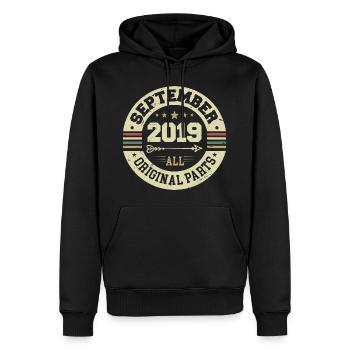 5ème Anniversaire 2019 Légendaire depuis septembre 2019 - Sweat à capuche Premium bio Homme - noir - Devant - Nico (187cm)