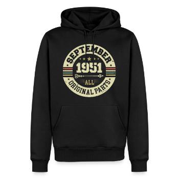 73. Geburtstag 1951 Legendär seit September 1951 - Männer Premium Bio Hoodie - Schwarz - Vorne - Nico (187cm)