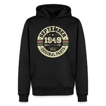 75th birthday 1949 Legendary since September 1949 - Men’s Premium Organic Hoodie - black - Front - Nico (187cm)