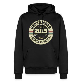 9ème anniversaire 2015 Légendaire depuis septembre 2015 - Sweat à capuche Premium bio Homme - noir - Devant - Nico (187cm)
