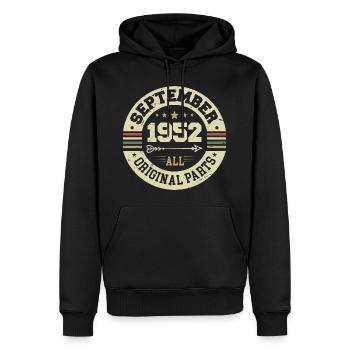 72nd birthday 1952 Legendary since September 1952 - Men’s Premium Organic Hoodie - black - Front - Nico (187cm)