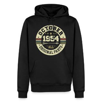 Légendaire depuis octobre 1954 Anniversaire octobre 1954 - Sweat à capuche Premium bio Homme - noir - Devant - Nico (187cm)