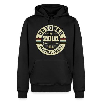 Legendary since October 2001 Birthday October 2001 - Men’s Premium Organic Hoodie - black - Front - Nico (187cm)