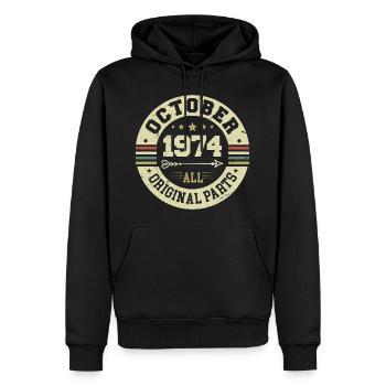 Legendary since October 1974 Birthday October 1974 - Men’s Premium Organic Hoodie - black - Front - Nico (187cm)