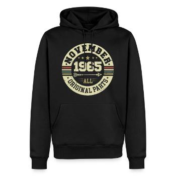 Millésime Novembre 1965 - Anniversaire Novembre 1965 - Sweat à capuche Premium bio Homme - noir - Devant - Nico (187cm)