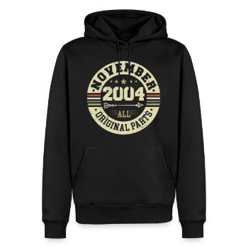 Vintage November 2004 - Geburtstag November 2004 - Männer Premium Bio Hoodie - Schwarz - Vorne - Nico (187cm)
