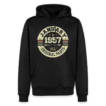 January 1957 - Geburtstag im Januar 1957 - Männer Premium Bio Hoodie - Schwarz - Vorne - Nico (187cm)