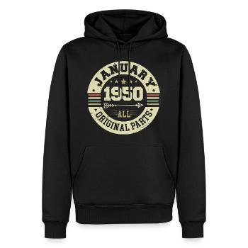 Janvier 1950 - Anniversaire en janvier 1950 - Sweat à capuche Premium bio Homme - noir - Devant - Nico (187cm)