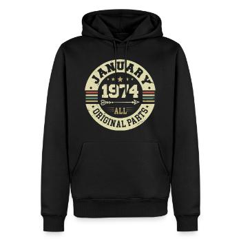 January 1974 - Geburtstag im Januar 1974 - Männer Premium Bio Hoodie - Schwarz - Vorne - Nico (187cm)