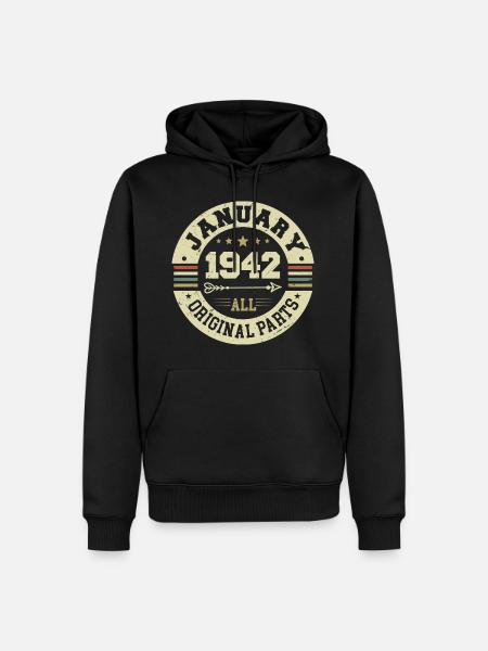 January 1942 - Birthday in January 1942 - Men’s Premium Organic Hoodie - black
