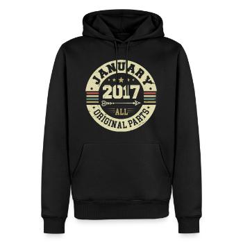 January 2017 - Geburtstag im Januar 2017 - Männer Premium Bio Hoodie - Schwarz - Vorne - Nico (187cm)