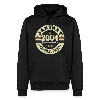 January 2004 - Geburtstag im Januar 2004 - Männer Premium Bio Hoodie - Schwarz - Vorne - Nico (187cm)