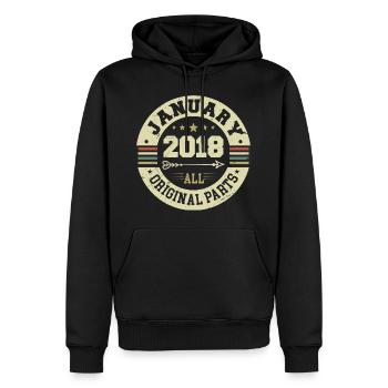 January 2018 - Geburtstag im Januar 2018 - Männer Premium Bio Hoodie - Schwarz - Vorne - Nico (187cm)