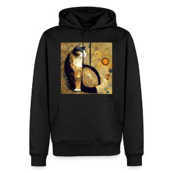 Decorative cat in the style of Gustav Klimt. - Men’s Premium Organic Hoodie - black - Front - Nico (187cm)