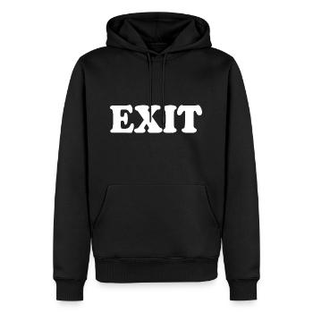 Exit - Men’s Premium Organic Hoodie - black - Front - Nico (187cm)