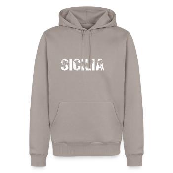 Sicilia Palm Islands Sicile - Sweat à capuche Premium bio Homme - taupe - Devant - Nico (187cm)