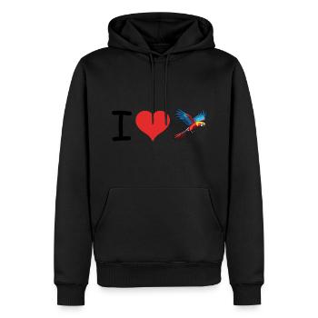 I love Parrot Bird Quote - Pet Design - Männer Premium Bio Hoodie - Schwarz - Vorne - Nico (187cm)