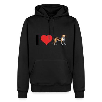 I love Beagles - Pet Design - Männer Premium Bio Hoodie - Schwarz - Vorne - Nico (187cm)