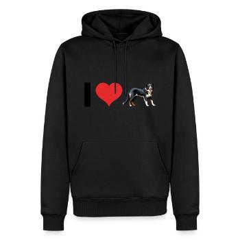 i Love Australian Shepherd - Pet Dog Design - Männer Premium Bio Hoodie - Schwarz - Vorne - Nico (187cm)