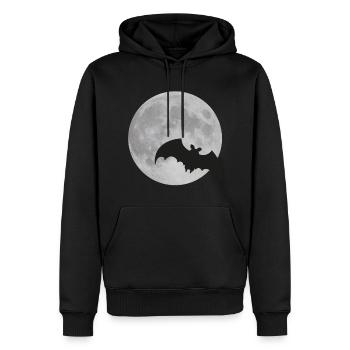 Moon bat full moon Halloween night flying fox - Men’s Premium Organic Hoodie - black - Front - Nico (187cm)