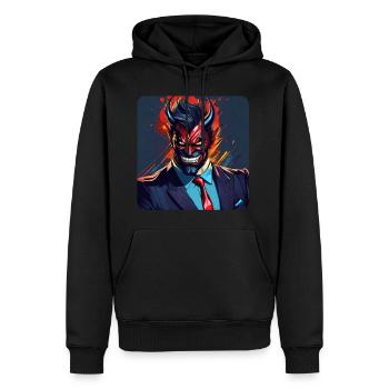 Diable élégant avec costume et cravate - Sweat à capuche Premium bio Homme - noir - Devant - Nico (187cm)