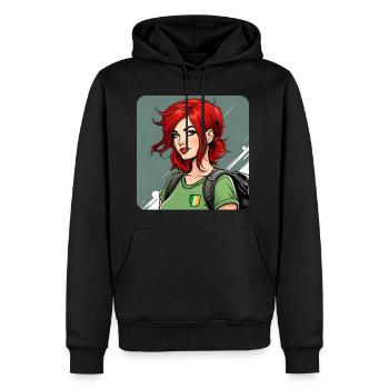 Cooles irisches rothaariges Girl - Männer Premium Bio Hoodie - Schwarz - Vorne - Nico (187cm)