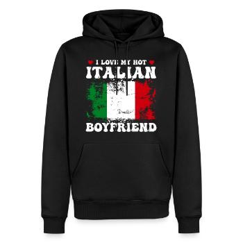 I Love My Hot Italian Boyfriend Couple Italy Flag - Sweat à capuche Premium bio Homme - noir - Devant - Nico (187cm)
