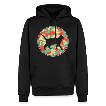 Vintage Chat American Shorthair - Sweat à capuche Premium bio Homme - noir - Devant - Nico (187cm)